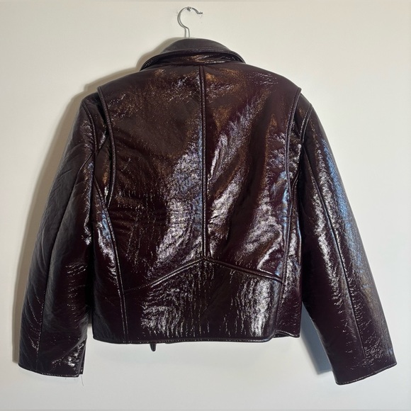 BlankNYC Shiny Crinkle Faux Leather Moto Jacket – Cherry Picked Size Medium - Picture 4 of 10